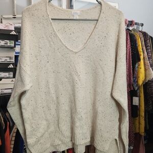 Stars Above Speckled Cream V-Neck Sweater